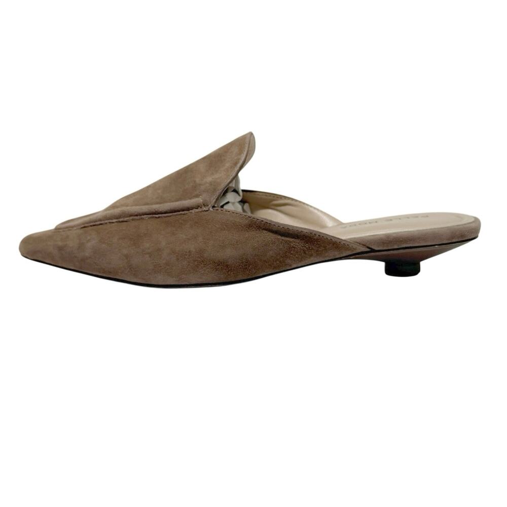 Pelle Moda Amias Kid Suede Kitten Heel Slide Mule 7.5 NEW Tan Elevated Everyday